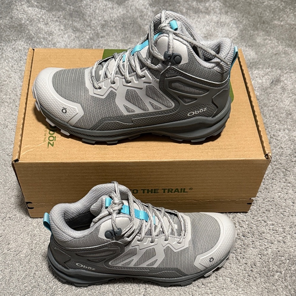 New Oboz Katabatic Mid Hiking Shoes Size 7 Drizzle Grey